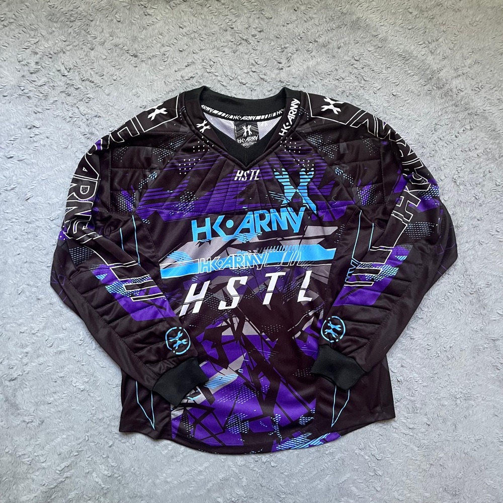 HK Army HSTL Paintball Jersey Youth Purple Black Blue Padded Longsleeve Mesh L